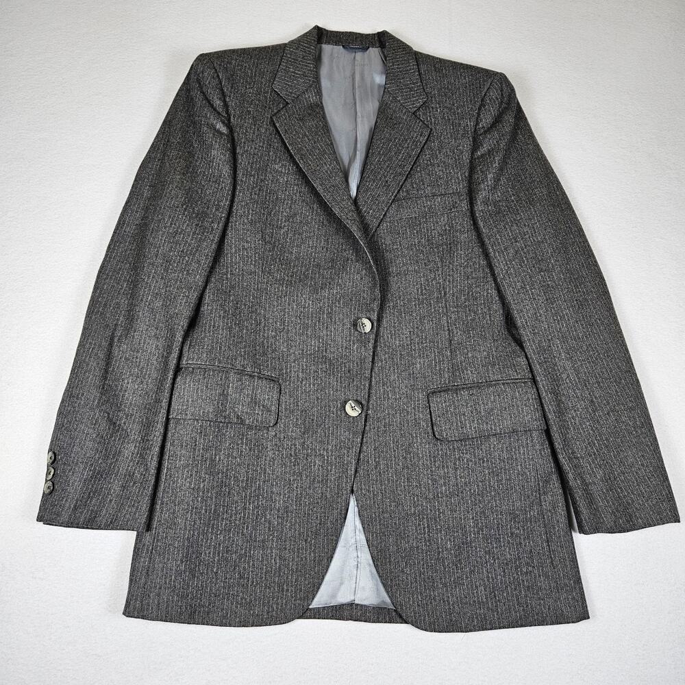 VTG Givenchy Gentleman Paris Suit Jacket Mens 38R Blazer Gray Wool USA Designer